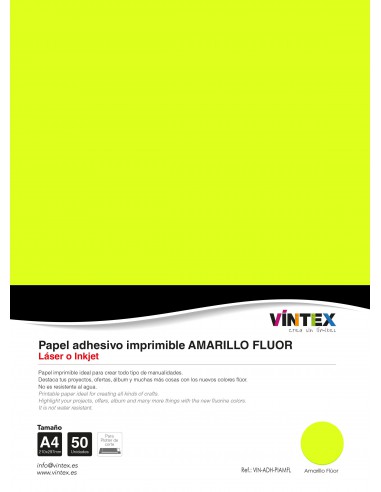 Papel Adhesivo Imprimible Amarillo Fluor