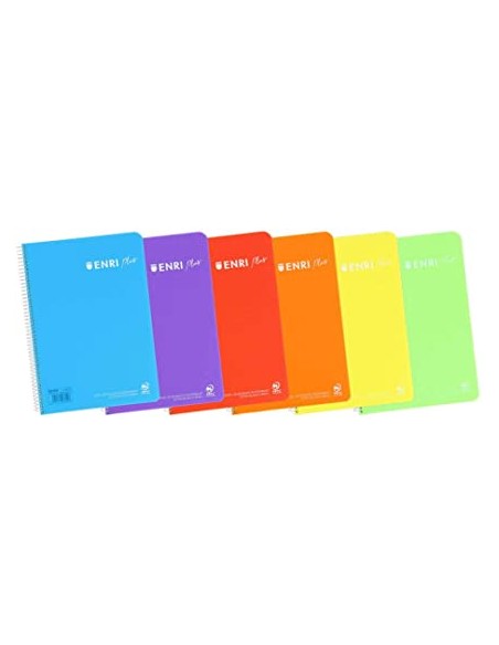 Cuaderno Tapa de Plástico Cuaderno Espiral 4x4 con margen 80 Hojas 90gr  ENRI PLUS