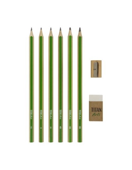 Set 6 lápices grafito + Accesorios Titan Arts