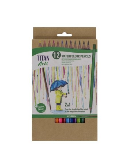 Lápices de colores acuarelables 12uds  Titan Arts