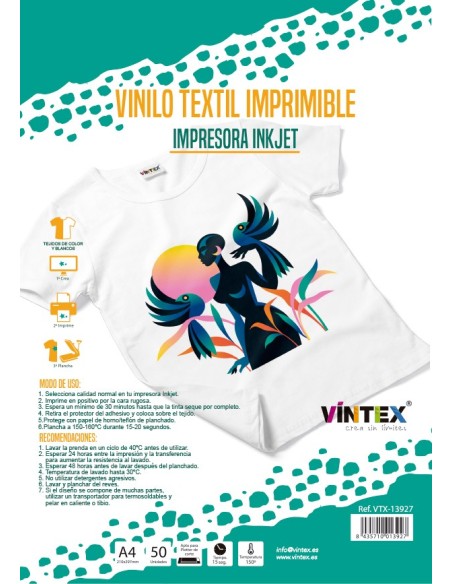 Vinilo textil imprimible 50 unidades Vintex