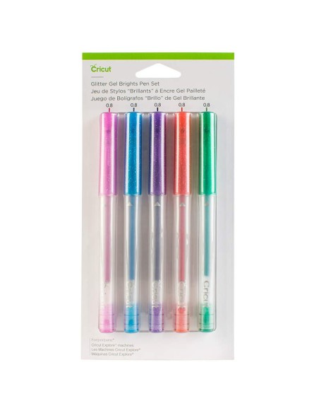 Set de 5 Bolígrafos Gel Brights Purpurina