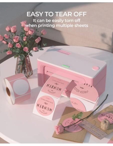 Etiquetas térmicas redondas rosas 5cm Munbyn