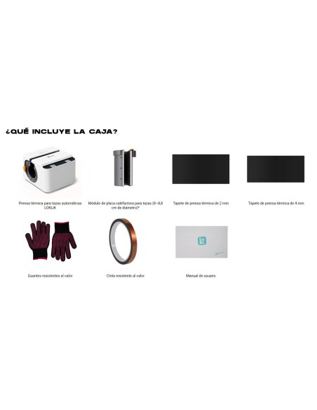 Materiales que incluye la Prensa automática inteligente para tazas y botellas Loklik NUEVA