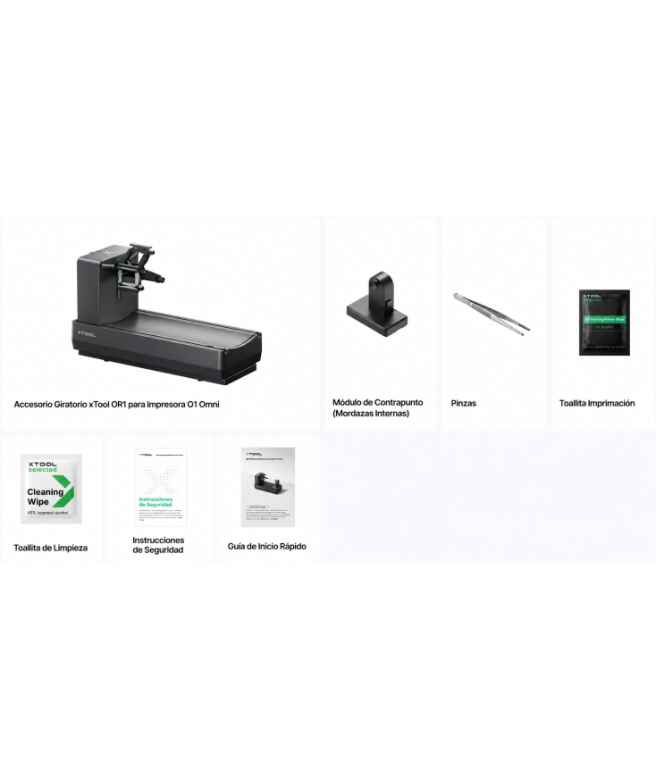Accesorio giratorio xTool OR1 para personalizar vasos y tazas en impresora xTool O1 Omni