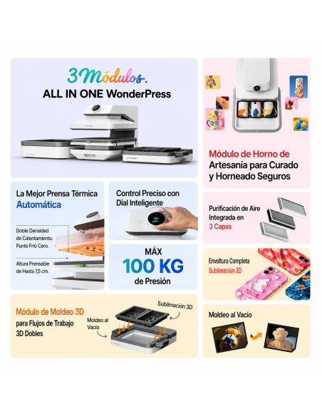 Prensa termica 3D automatica xTool WonderPress en Plotteralia