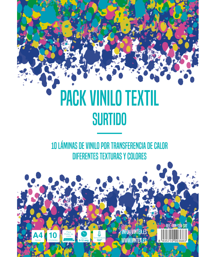 Pack vinilo textil surtido 10 hojas Vintex