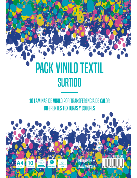Pack vinilo textil surtido 10 hojas Vintex