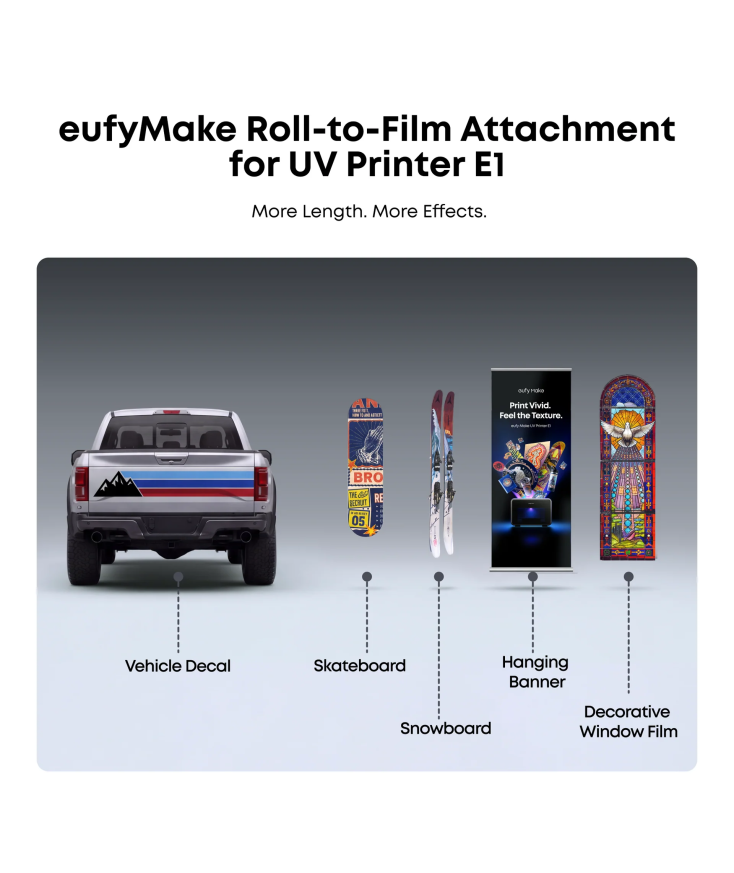Adaptador de rollo a pelicula eufyMake para impresora UV E1 Plotteralia