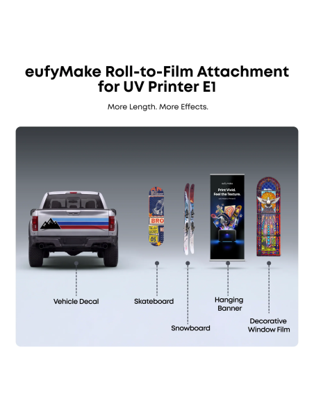 Adaptador de rollo a pelicula eufyMake para impresora UV E1 Plotteralia