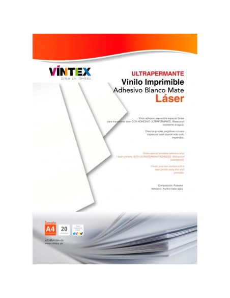 Vinilo Adhesivo Imprimible Blanco Mate Ultra-Permanente