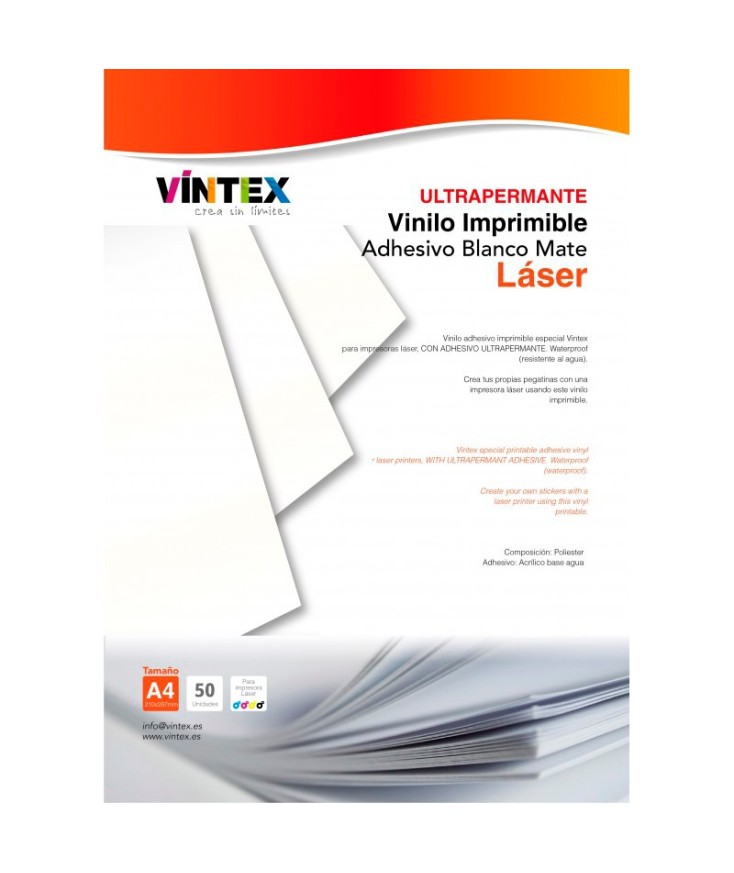Vinilo Adhesivo Imprimible Blanco Mate Ultra-Permanente