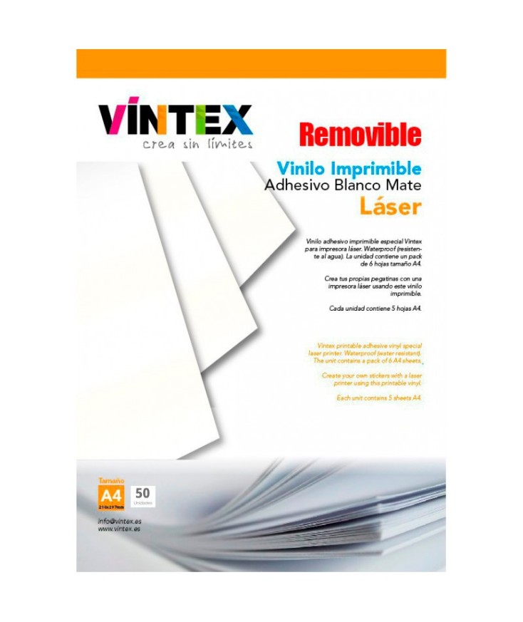 Vinilo Adhesivo Imprimible Blanco Mate - Impresora Láser