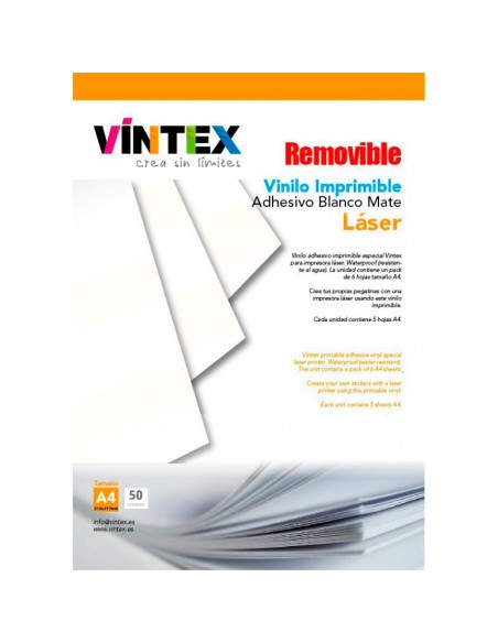 Vinilo Adhesivo Imprimible Blanco Mate - Impresora Láser