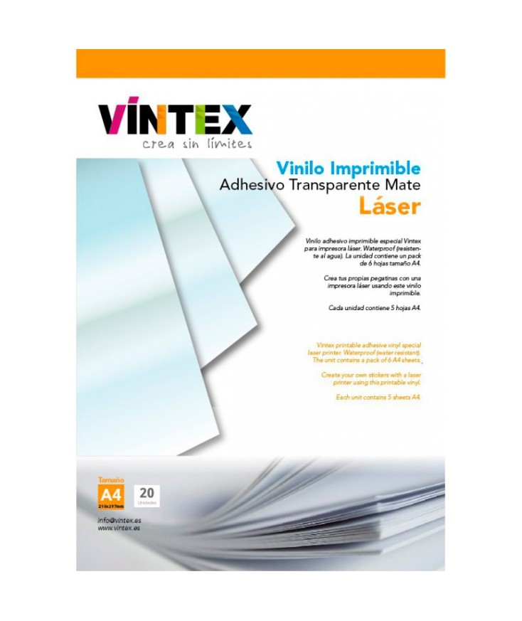 Vinilo Adhesivo Imprimible Transparente Mate - Impresora Láser