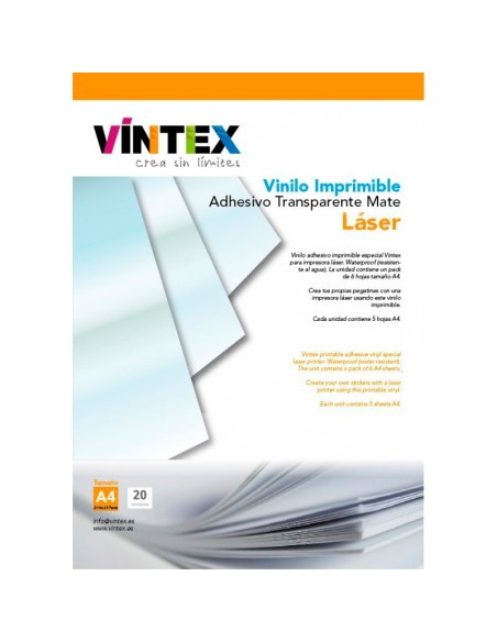 Vinilo Adhesivo Imprimible Transparente Mate - Impresora Láser