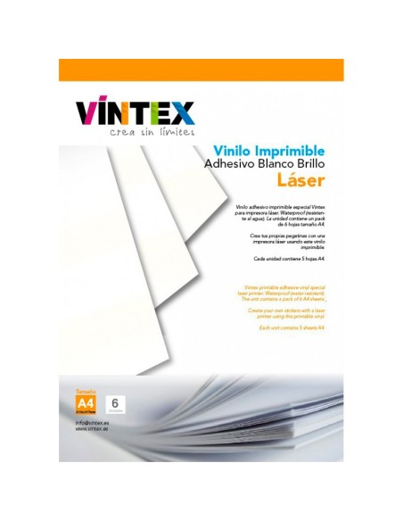 Vinilo Adhesivo Imprimible Blanco Brillo - Impresora Láser
