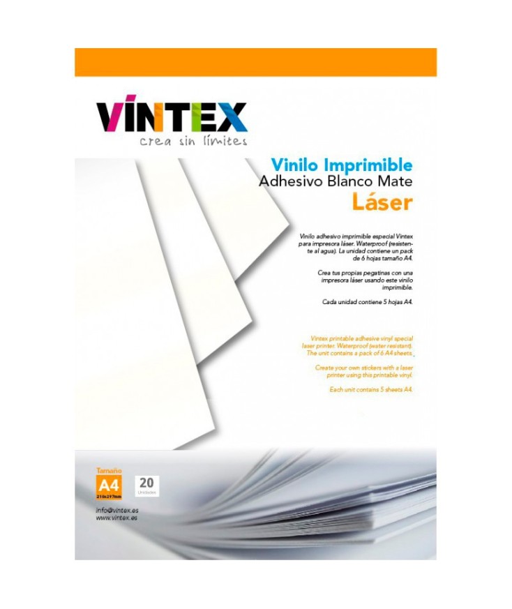 Vinilo Adhesivo Imprimible Blanco Mate - Impresora Láser