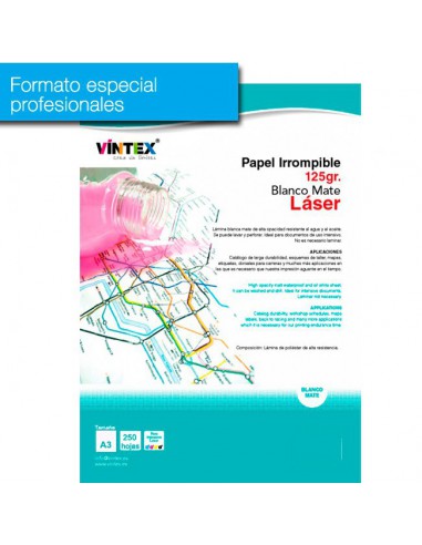 Pack 250 hojas Papel irrompible para láser (formato profesional)