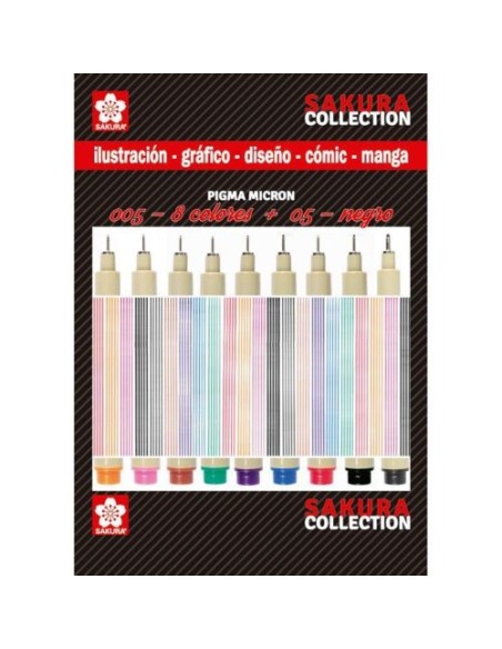 Pigma (Sakura) Micron 005-8 Colores + 05-1 Negro