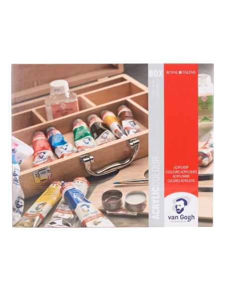 Set básico de acrílicos en caja de madera Van Gogh