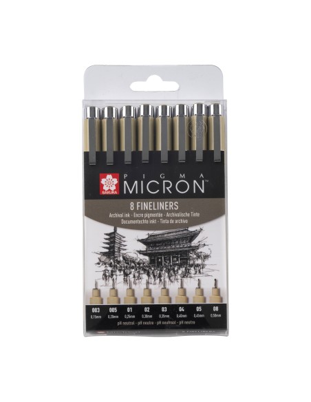 PACK ROTULADORES CALIBRADOS SAKURA PIGMA MICRON 8