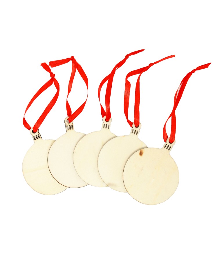 Pack 5 Bolas Navideñas de Madera
