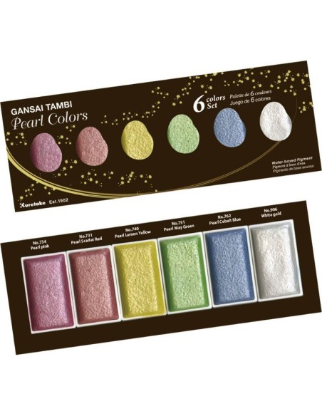 Caja 6 Acuarelas Perladas Gansai Tambi Kuretake