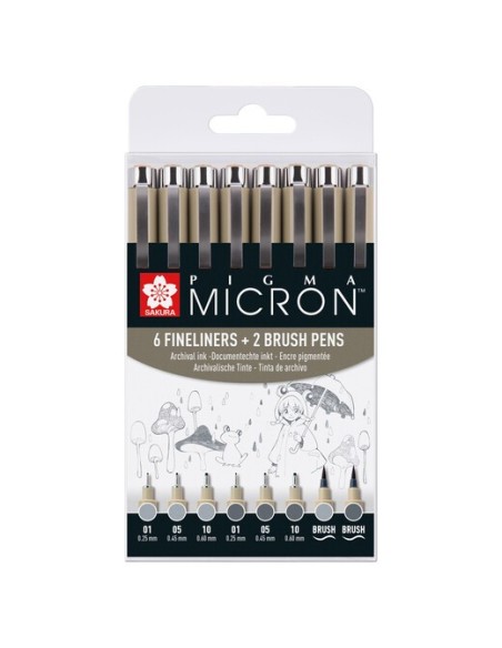Estuche 8 Pigma Micron Punta Fina Sakura