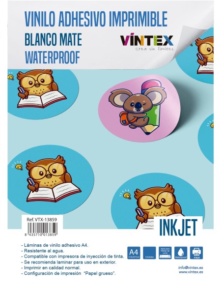 Vinilo adhesivo imprimible blanco mate inkjet