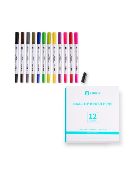 Pack 12 rotuladores con doble punta Loklik