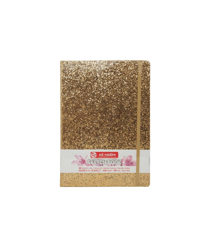 CUADERNOS DE BOCETOS HOJAS GLITTER ORO