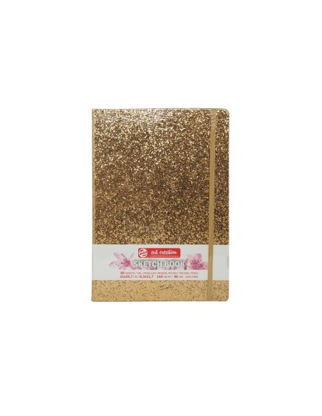 CUADERNOS DE BOCETOS HOJAS GLITTER ORO