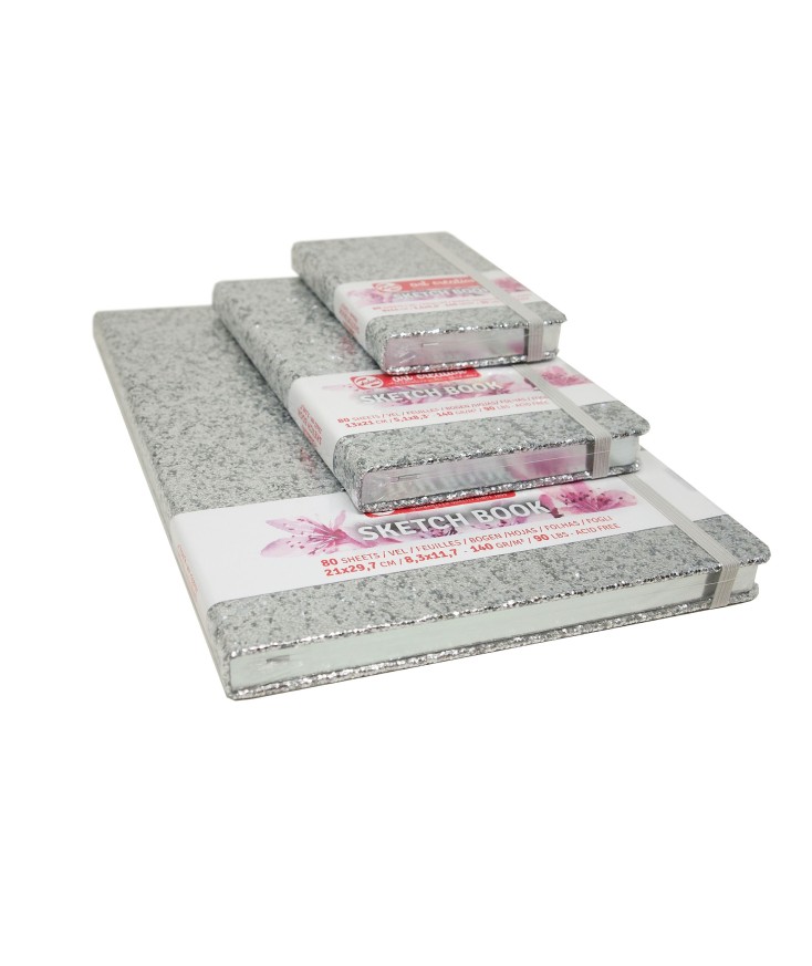 CUADERNOS DE BOCETOS HOJAS GLITTER PLATA