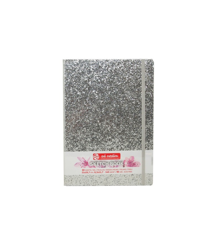 CUADERNOS DE BOCETOS HOJAS GLITTER PLATA