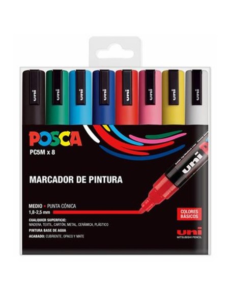 Estuche 8 rotuladores Básicos pc-5m 2.5mm Posca