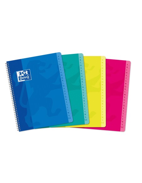 Índice alfabético OXFORD CLASSIC A5+ con espiral tapa blanda 90 Hojas 5x5 - Colores Surtidos
