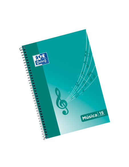 OXFORD SCHOOL MUSICA Fº Tapa blanda cuaderno espiral 15 pentagramas interLíneado de 2 mm 20 Hojas tapa con ilustración