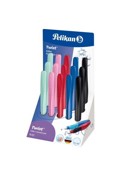 PLUMA PELIKAN TWIST TRIANGULAR SURTIDO EXPOSITOR de 15