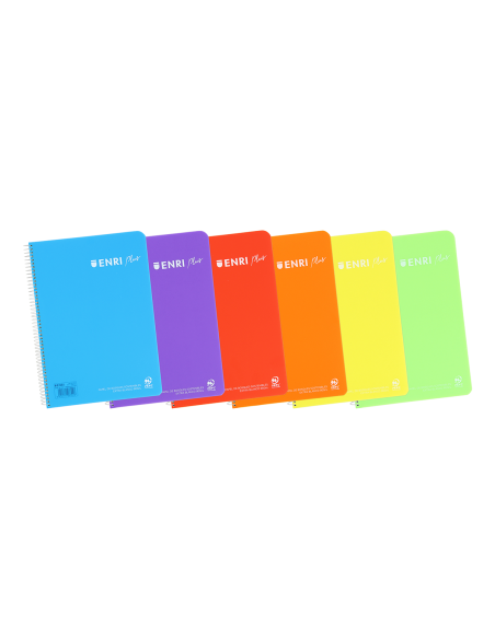 Cuaderno Tapa de Plástico Cuaderno Espiral Pauta 3,5mm con margen 80 Hojas 90gr 21,5X31,5  ENRI PLUS