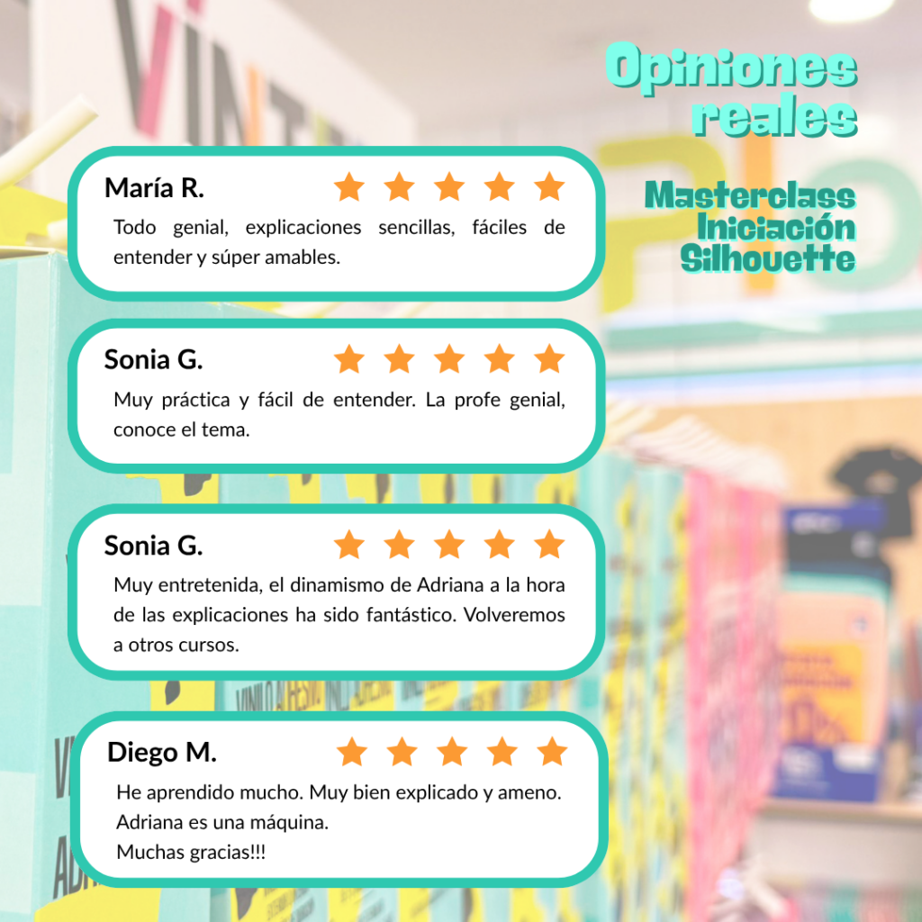 Opiniones 5 estrellas de Masterclass Iniciación Silhouette en Plotteralia